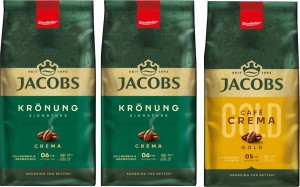 Kawa ziarnista Jacobs Kronung Crema 2 x 1Kg + Jacobs Crema Gold 1Kg Zestaw