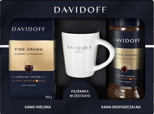 Zestaw kawa Davidoff Fine Aroma mielona 250g +rozpuszczalna 100g +filiżanka