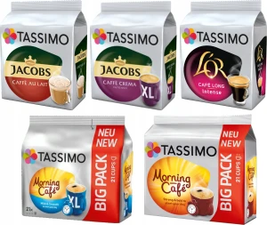 Kapsu?ki Tassimo mix zestaw kaw czarnych i Au Lait 5 opakowa?, 90 sztuk