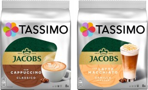 Kapsu?ki Tassimo Zestaw Cappuccino Classico i Latte Macchiato Vanilla 2 x 16 sztuk (2 x 8 kaw)