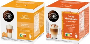 Kapsu?ki Dolce Gusto Nescafe Zestaw Latte Classico i Caramel 2 x 16 sztuk