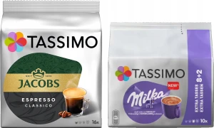 Kapsu?ki Tassimo Zestaw Espresso Classico 16 szt i Czekolada do picia Milka 10 szt